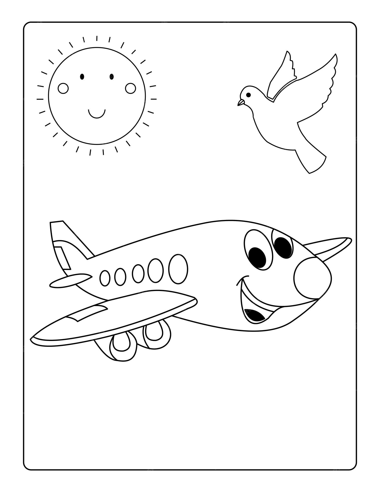 Premium vector plane coloring page