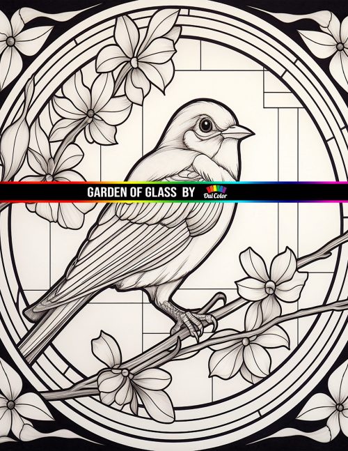 Garden of glass a whimsical coloring book of stained glass bird and flower mosaics nature series