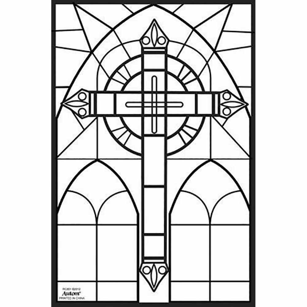 Cross stained glass window louring poster â fa dumont church supplies