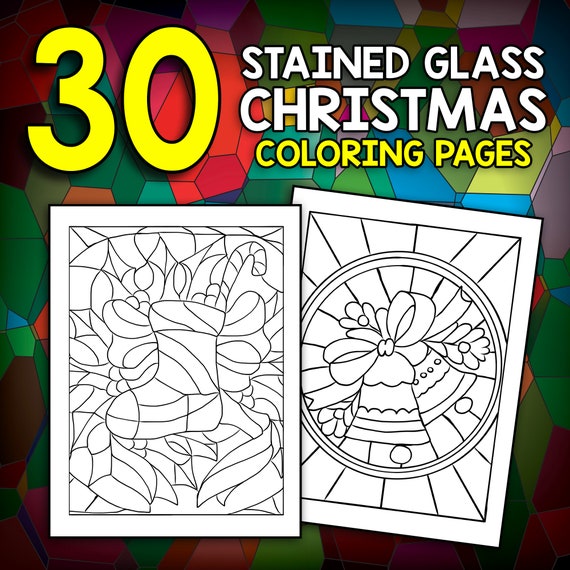 Best value stained glass christmas coloring book for adults instant download fun christmas designs w angels snowman ornaments more download now