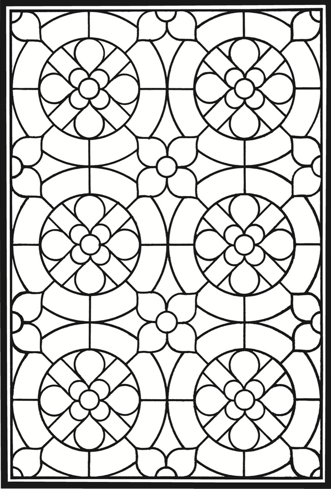 Stained glass coloring pages for adults