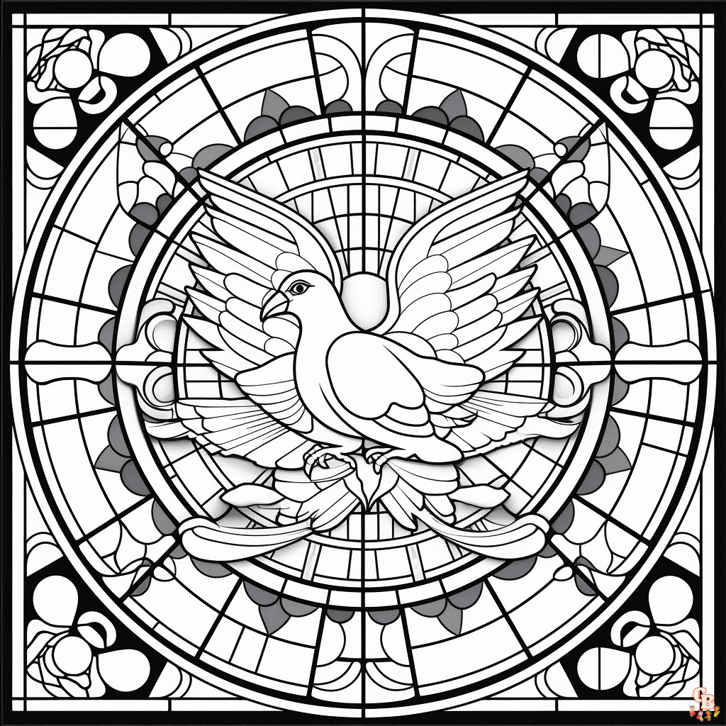 Printable stained glass coloring pages free for kids and adults