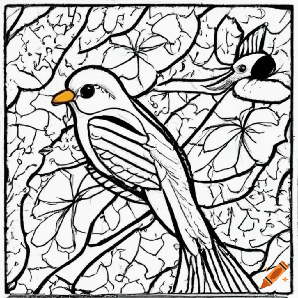 Easy birds coloring page on