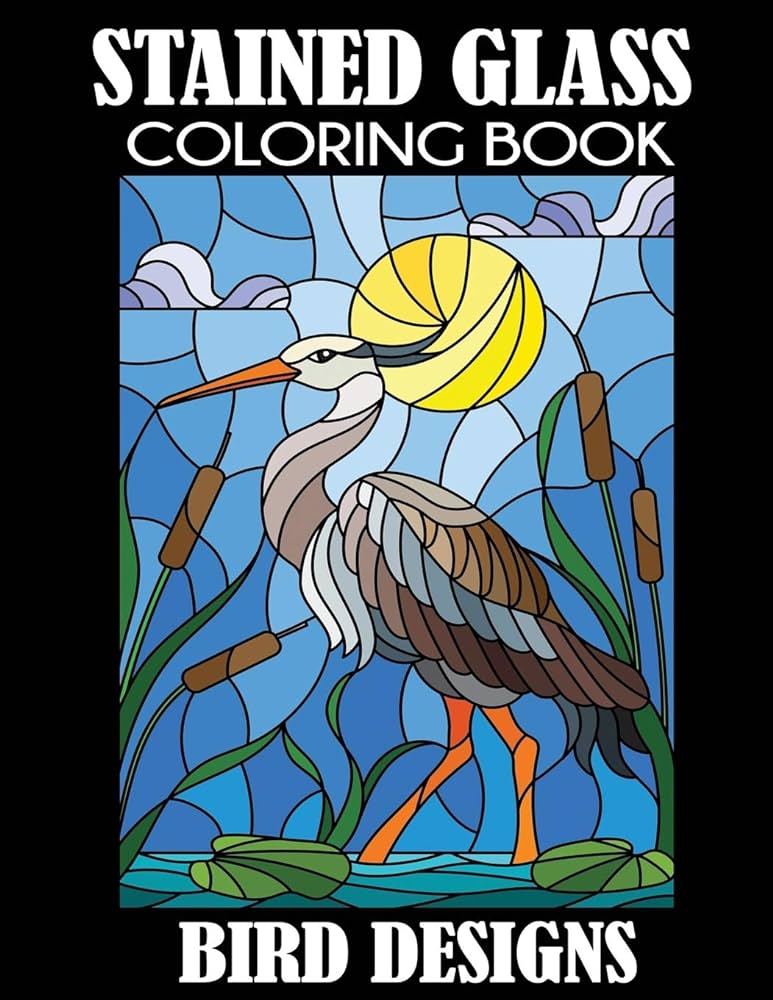 Stained glass coloring book bird designs creative coloring press books