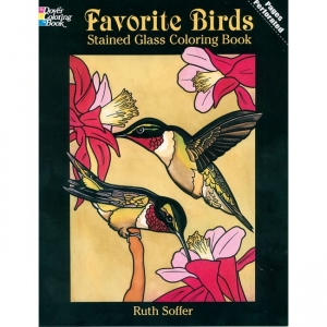 Favorite birds stained glass coloring book for seniors