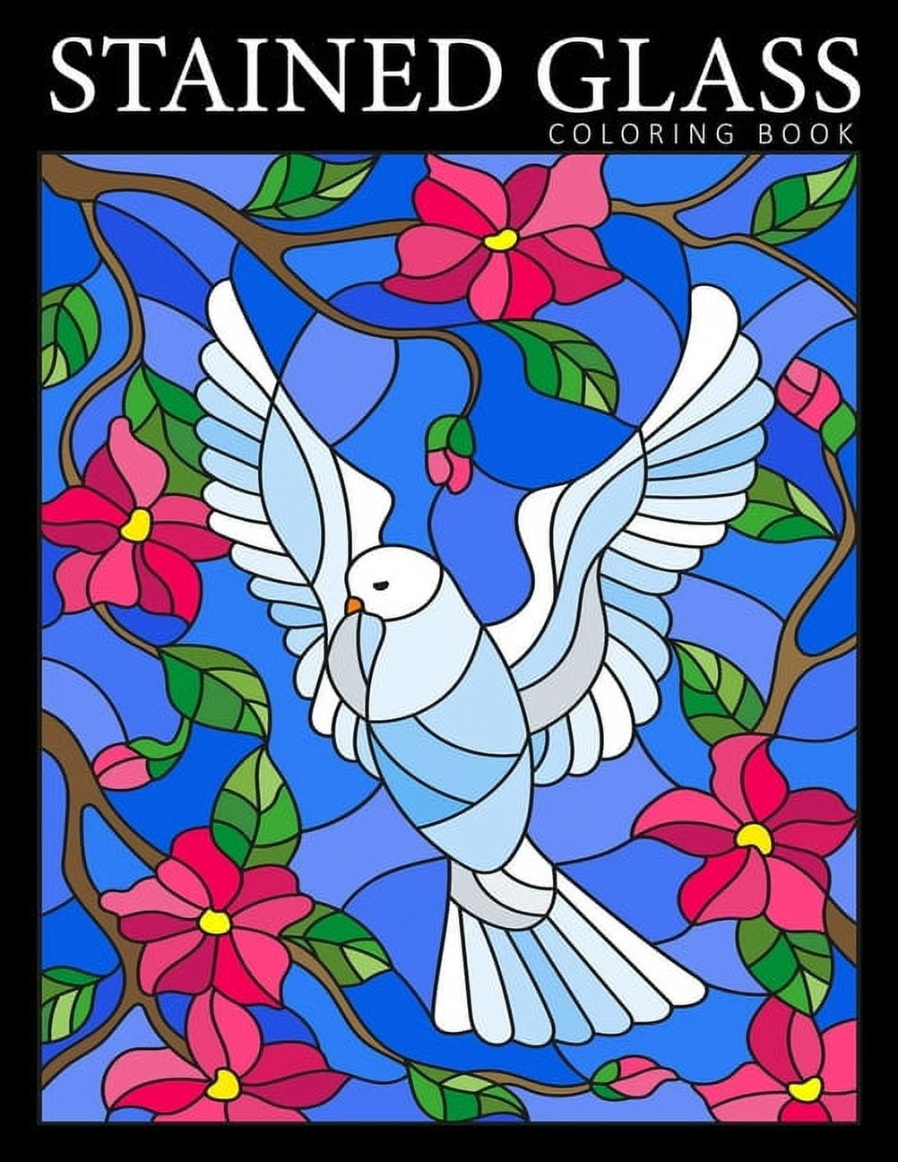 Stained glass coloring book beautiful birds designs coloring pages for adults