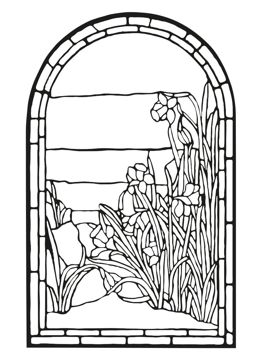 Stained glass coloring pages for adults