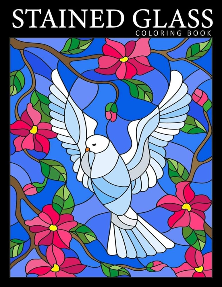 Stained glass coloring book beautiful birds designs coloring pages for adults stress relief and relaxation bold coloring books books