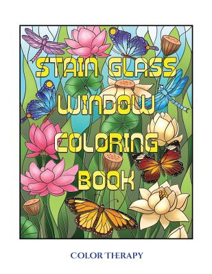 Color therapy stain glass window coloring book advanced coloring colouring books for adults with coloring pages stain glass window coloring b â