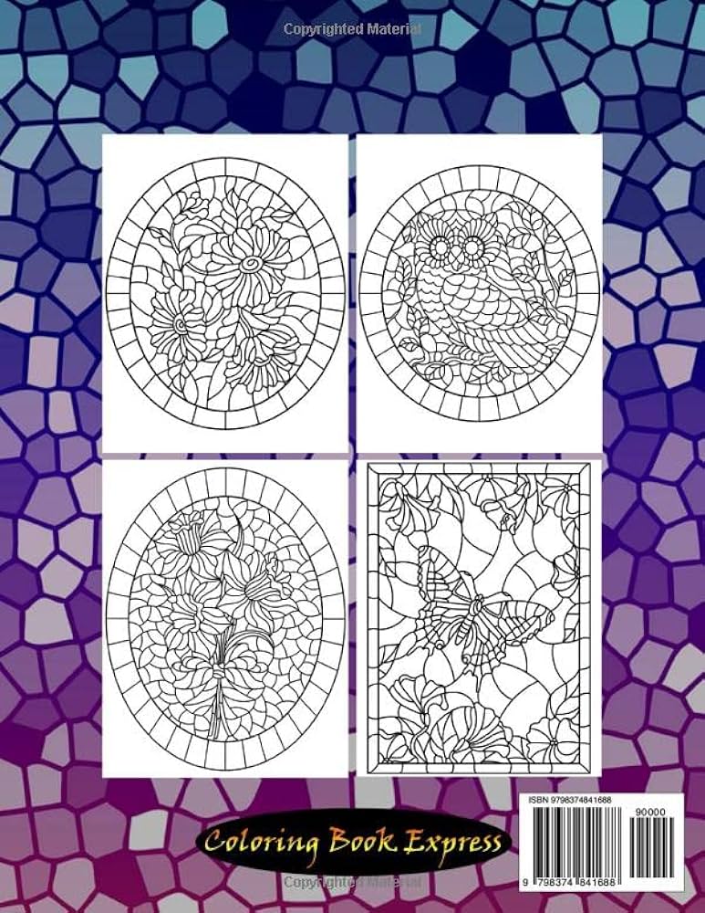 Large print stained glass coloring book for adults an adult coloring book beautiful animals and relaxing floral pattern window designs for stress relief and relaxation stained glass coloring books express