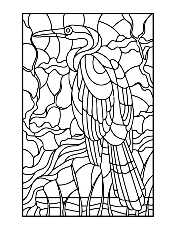 Printable stained glass coloring book beautiful images to relax color and create a work of art