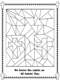 All saints day stained glass cross coloring pages by miss ps prek pups