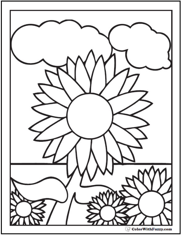 Sunflower coloring page pdf printables