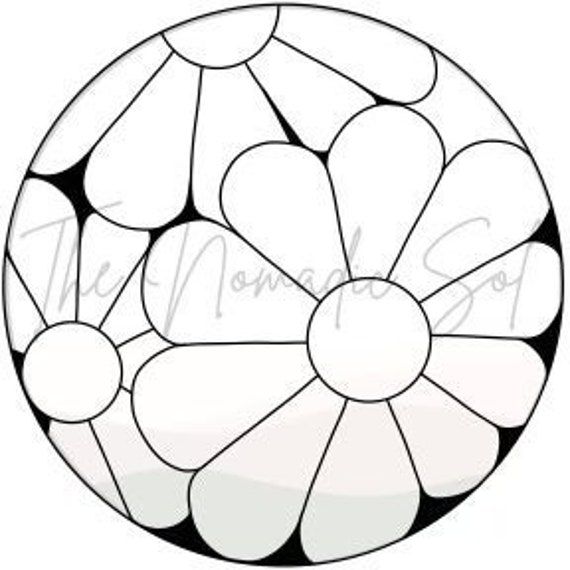 Daisy flowers pattern stained glass pdf digital file