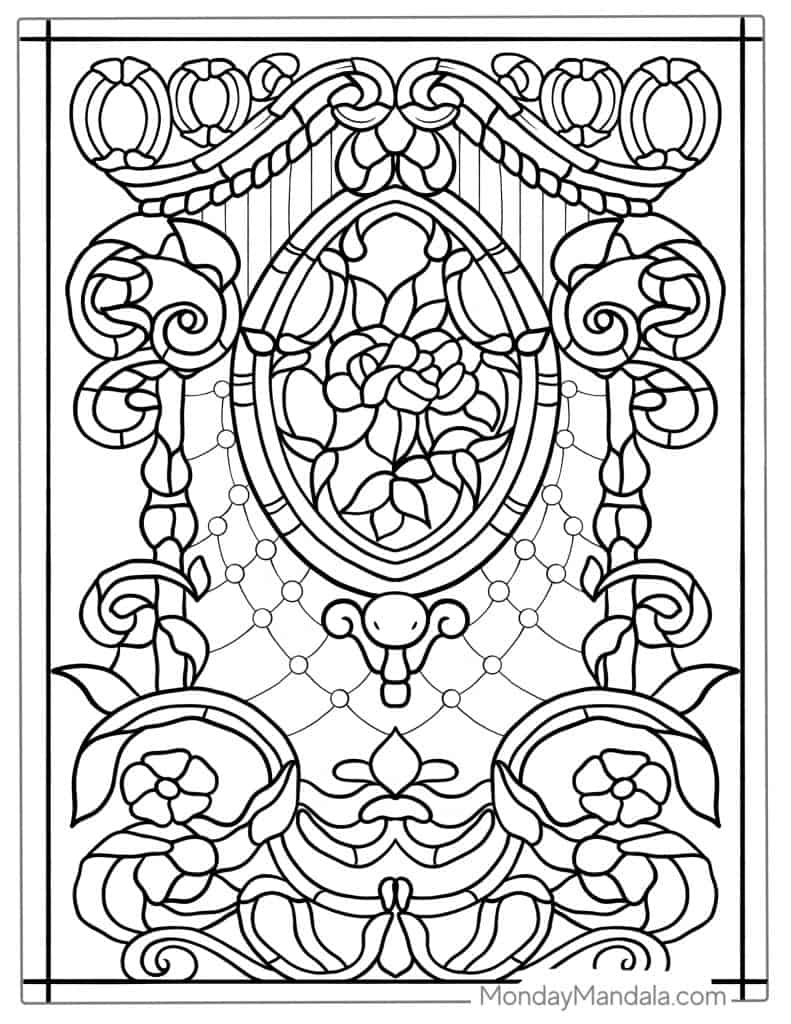 Stained glass coloring pages free pdf printables