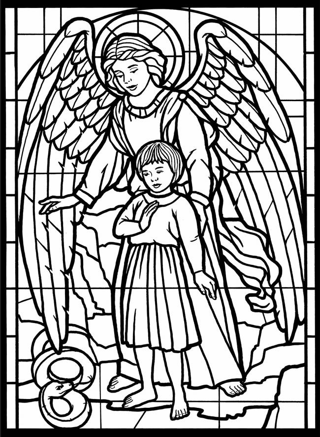 Stained glass coloring pages for adults