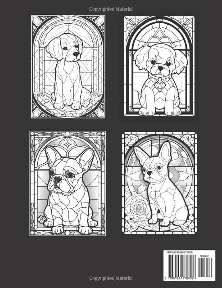 Puppy paws and stained glass a colorful nine adventure adult coloring book with over cute puppies to color thomas laurence books