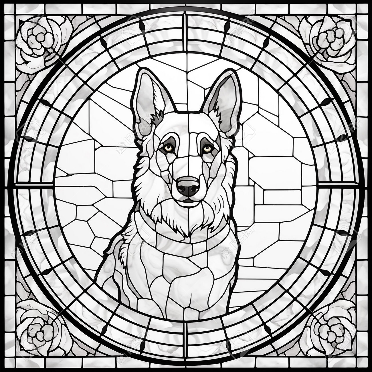 Stained glass dog coloring pages stock photo picture and royalty free image image