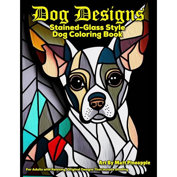 Dog designs stained