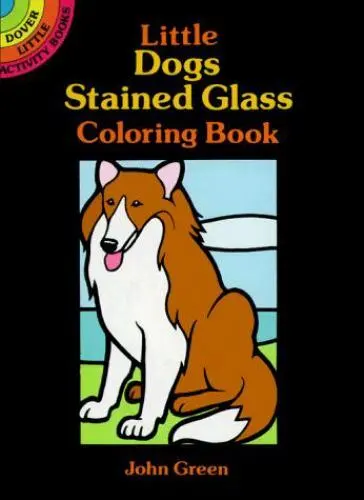 Little dogs stained glass coloring book green john used