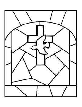 Easter stained glass coloring page by melissas math science and fun