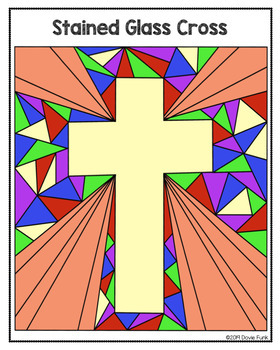 Easter coloring pages stained glass cross by dovie funk tpt