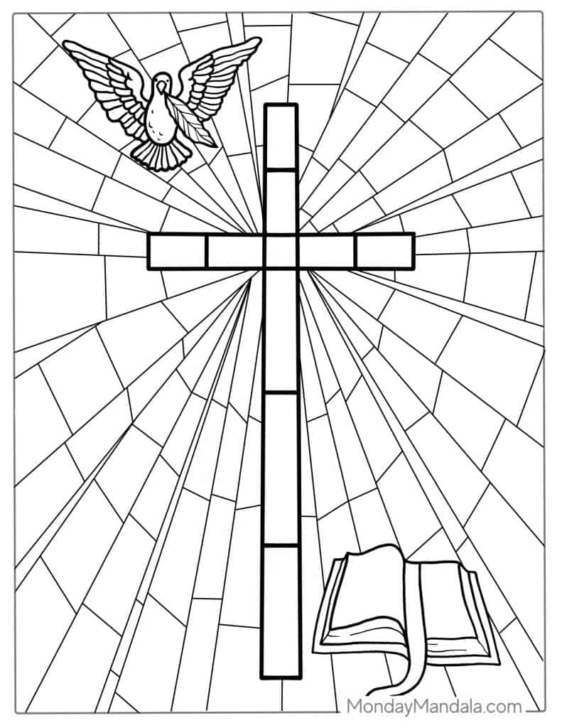 Stained glass coloring pages free pdf printables