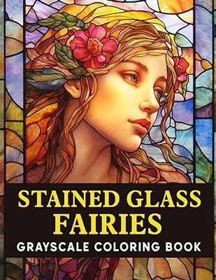 Best deal for stained glass fairies grayscale coloring book a delightful