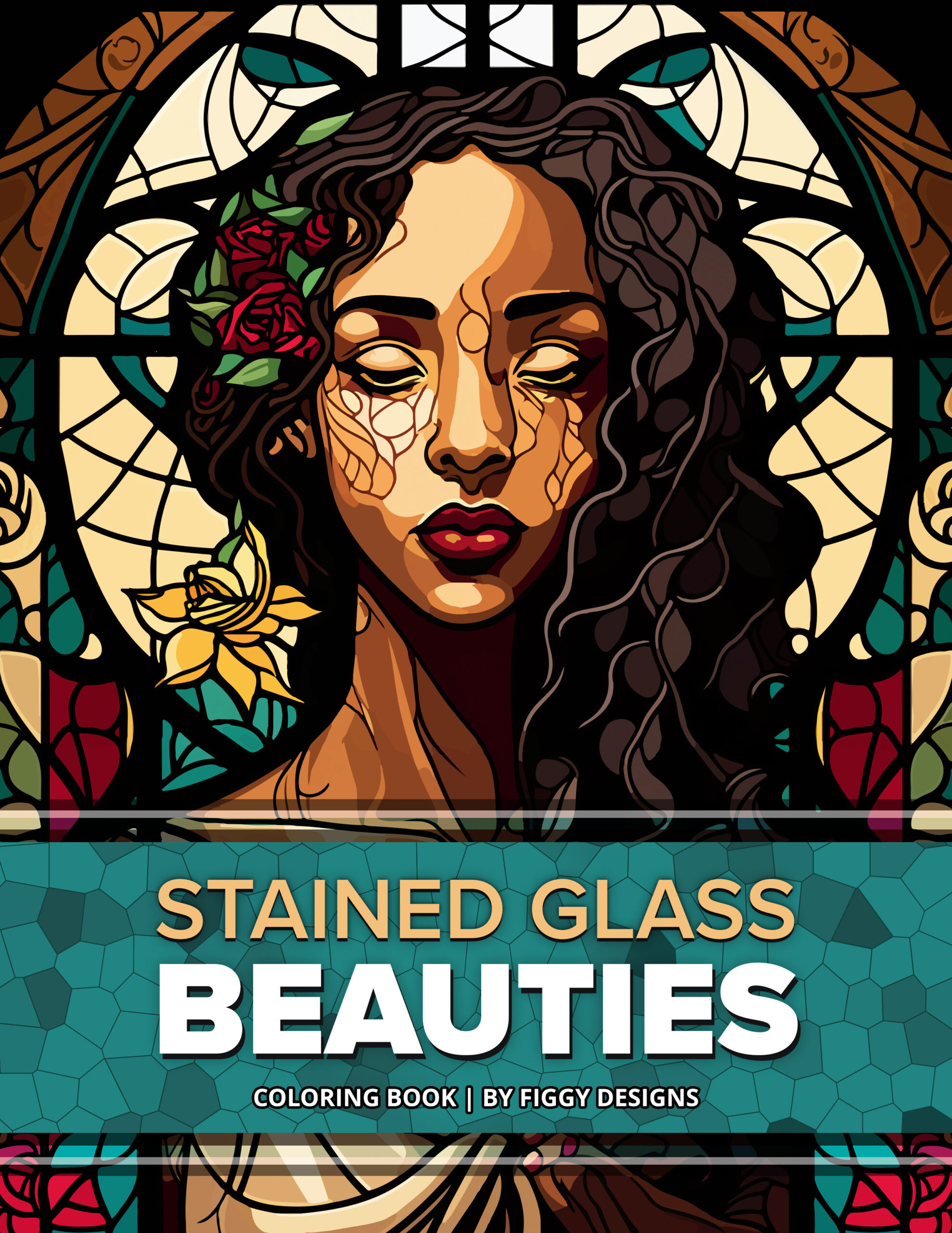 Stained glass beauties coloring book