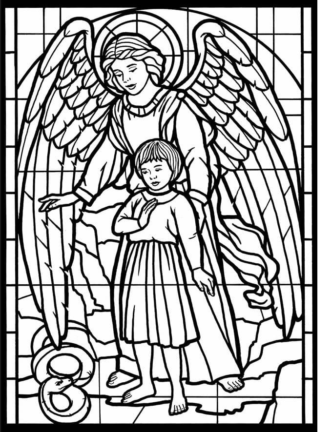 Printable stained glass pattern coloring page