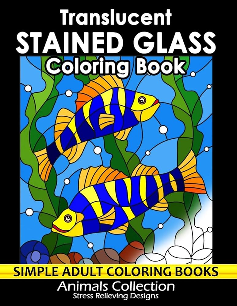 Translucent stained glass coloring book adorable animals adults coloring book stress relieving designs patterns firework publishing books