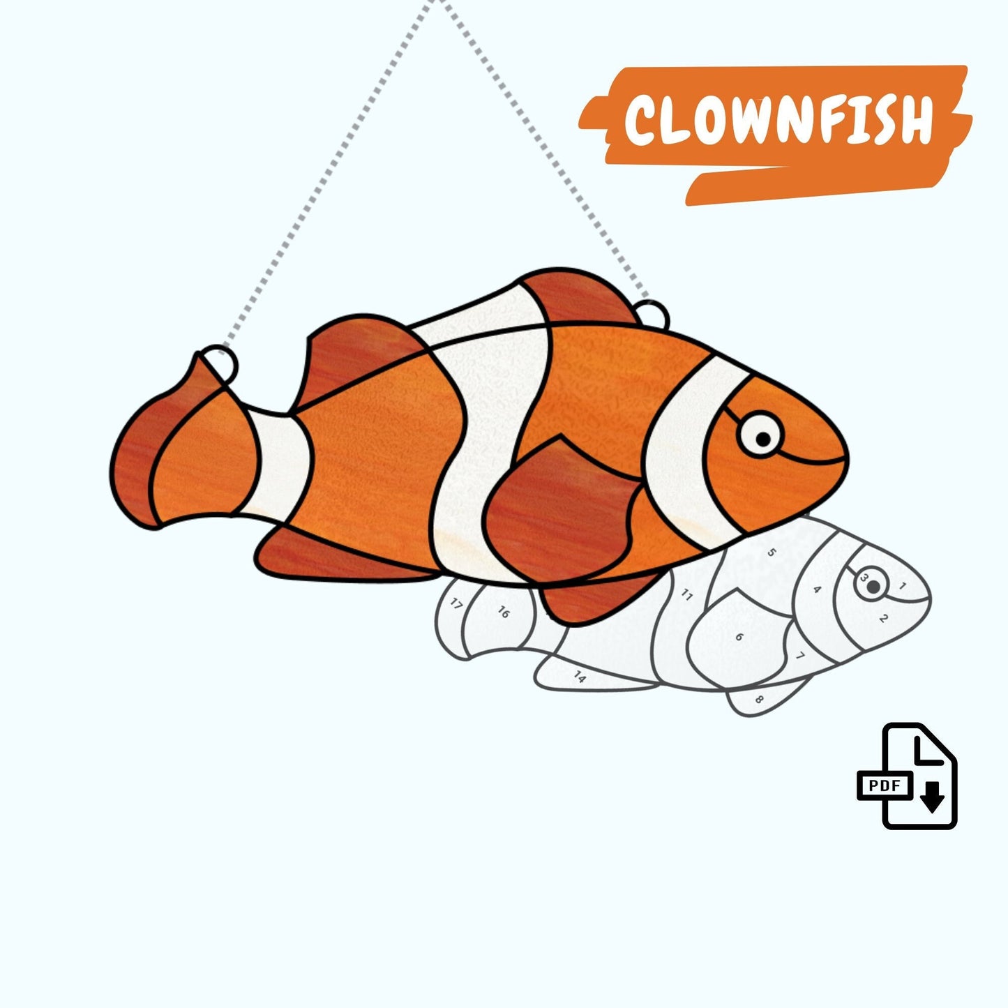 Clownfish nemo stained glass window hanging â s