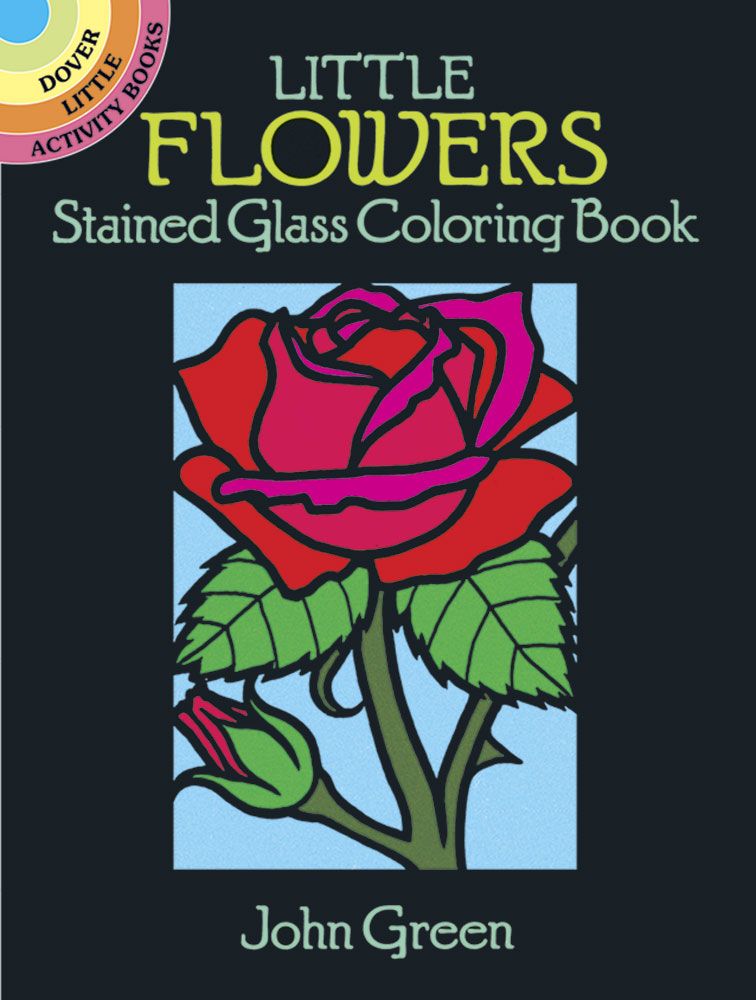 Flowers mini stained glass coloring book