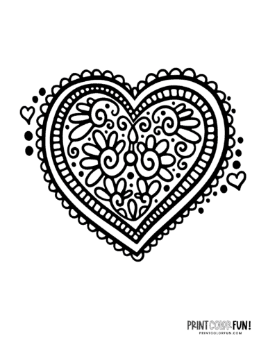 Printable heart coloring pages a huge collection of hearts for coloring crafting learning at