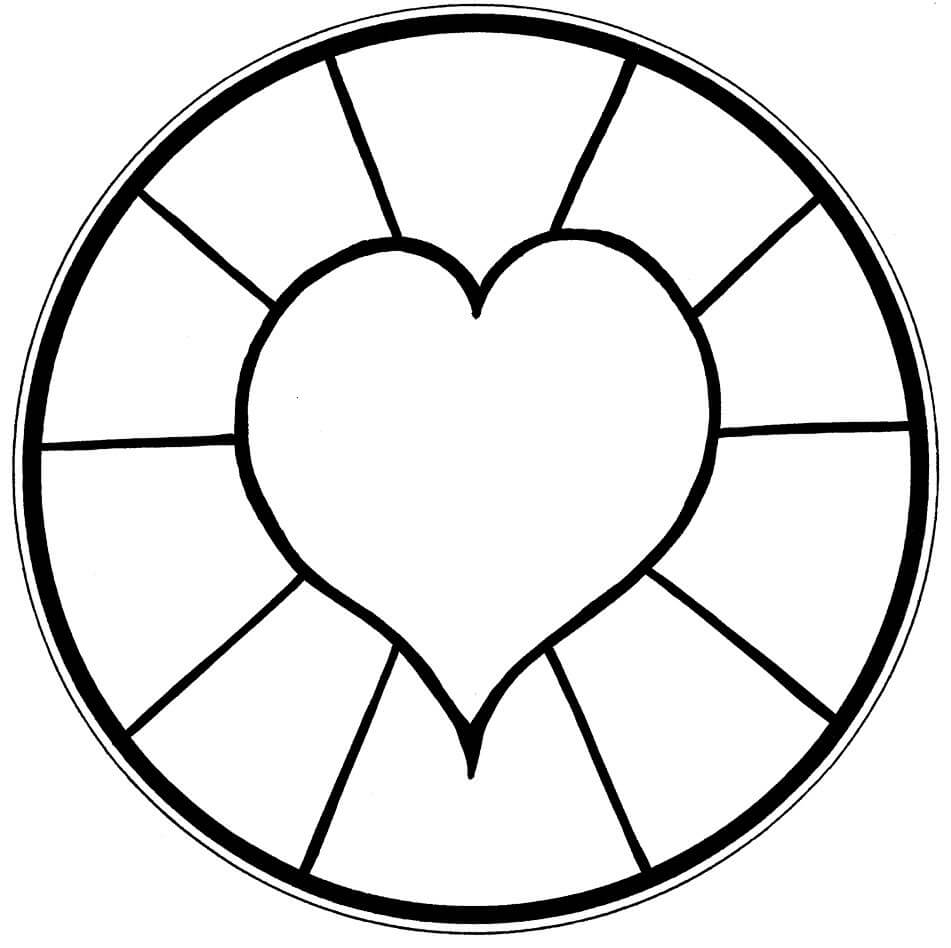 Heart in circle mandala coloring page