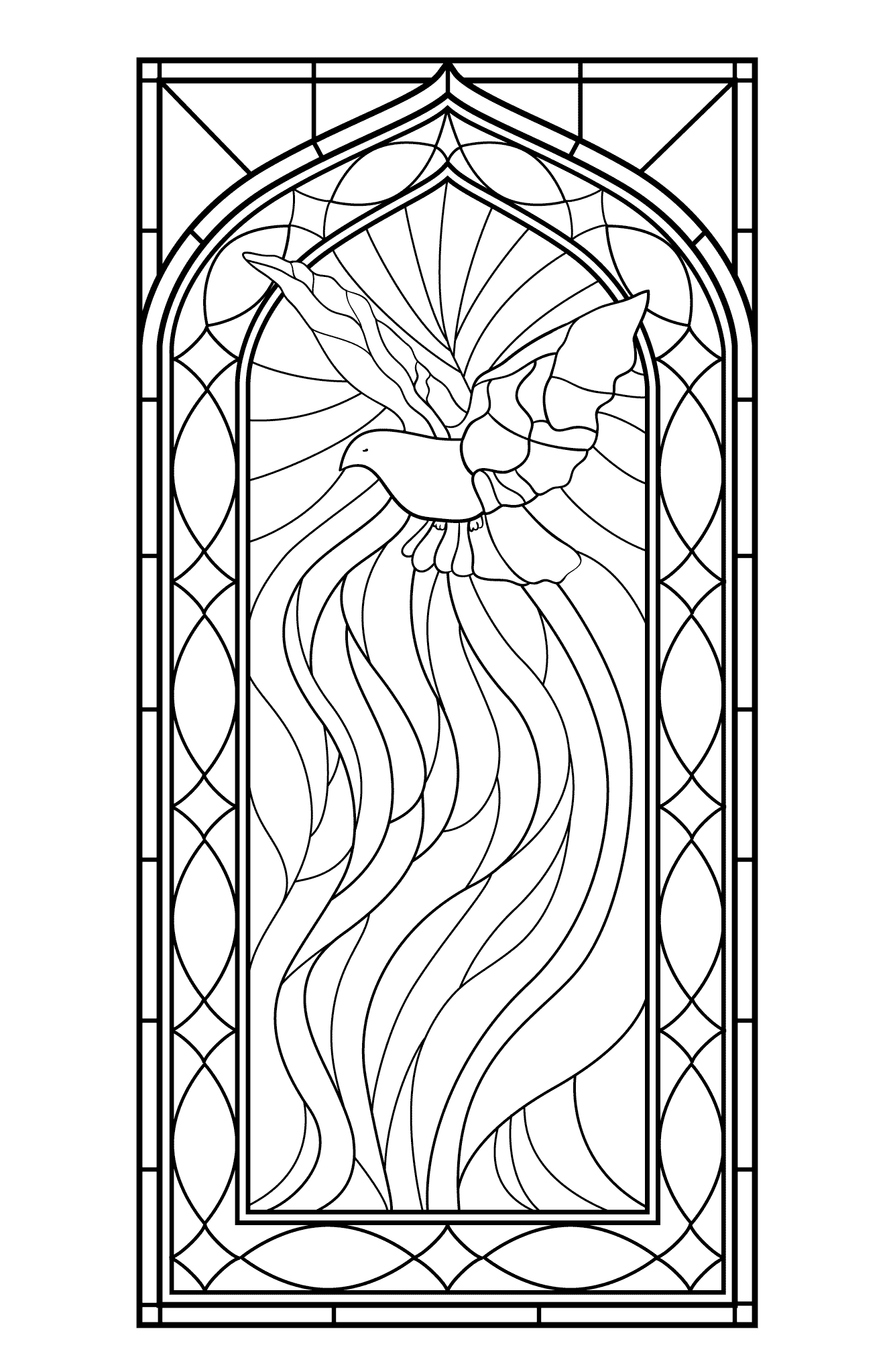 Stained glass coloring pages for adults