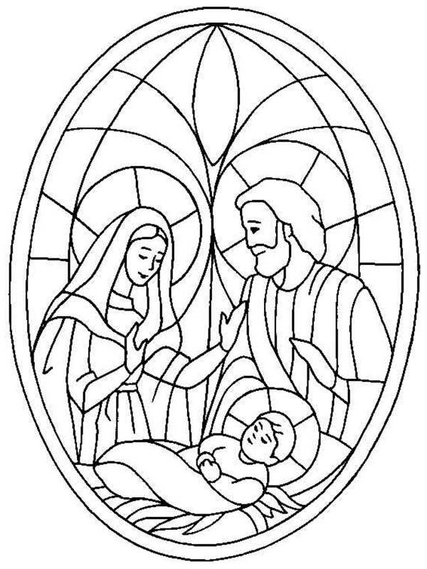 Glass art of jesus nativity coloring page nascimento do natal cores do natal desenho de presepio