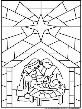 Stained glass christian christmas nativity scene collaboration poster nativity coloring pages christmas nativity scene stained glass christmas