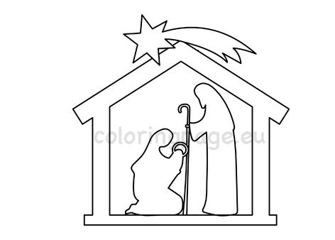 Stained glass nativity template coloring page