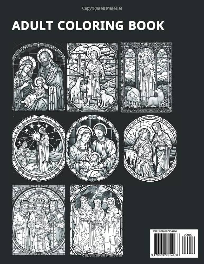 Stained glass nativity an adult coloring book featuring nativity scene coloring for relaxation and stress relief stained glass coloring book barman bindaban books