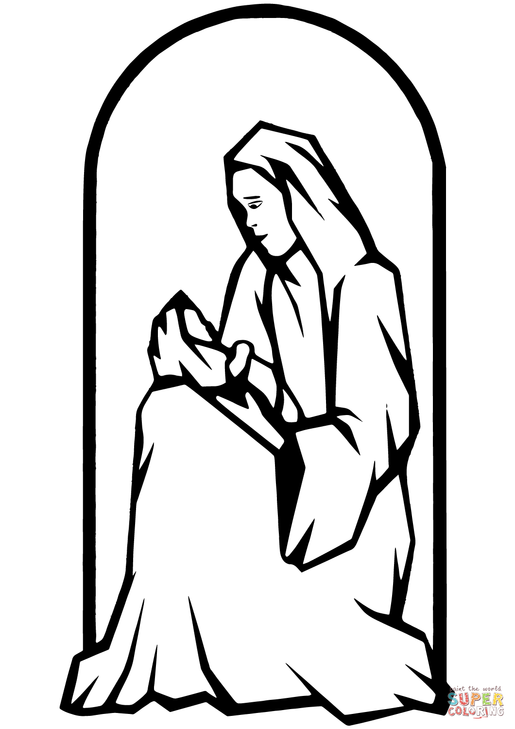 Nativity stained glass coloring page free printable coloring pages