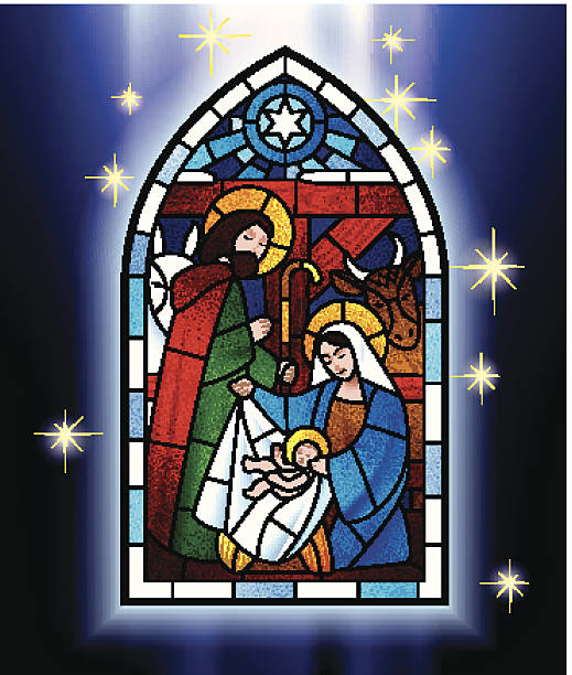 Nativity stained glass stock illustrations royalty