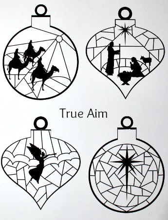 Stained glass nativity ornaments printable