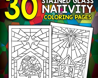 Best value nativity stained glass coloring book instant download christmas spirit birth of jesus stress relieving patterns to color