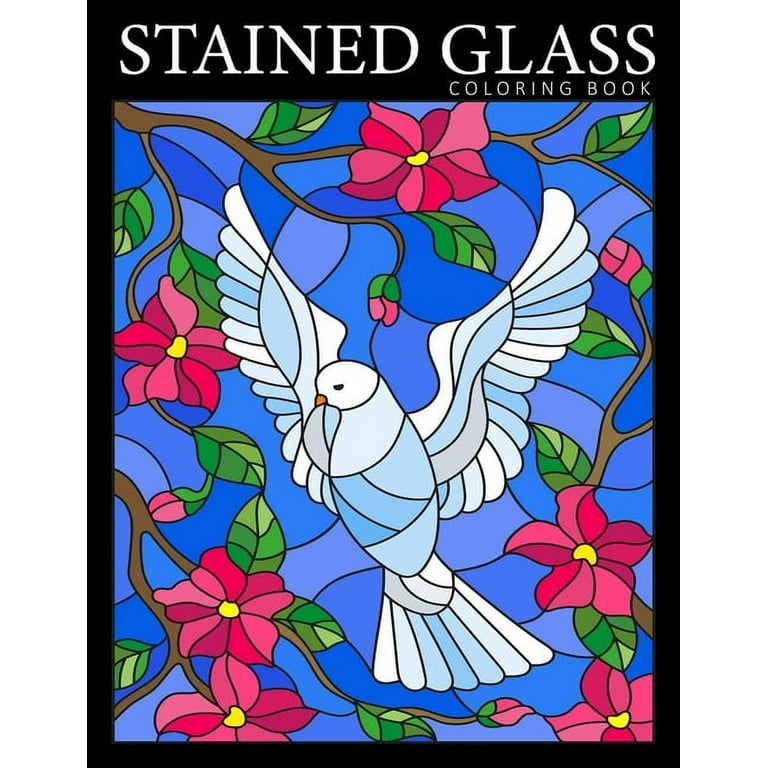 Stained glass coloring book beautiful birds designs coloring pages for adults