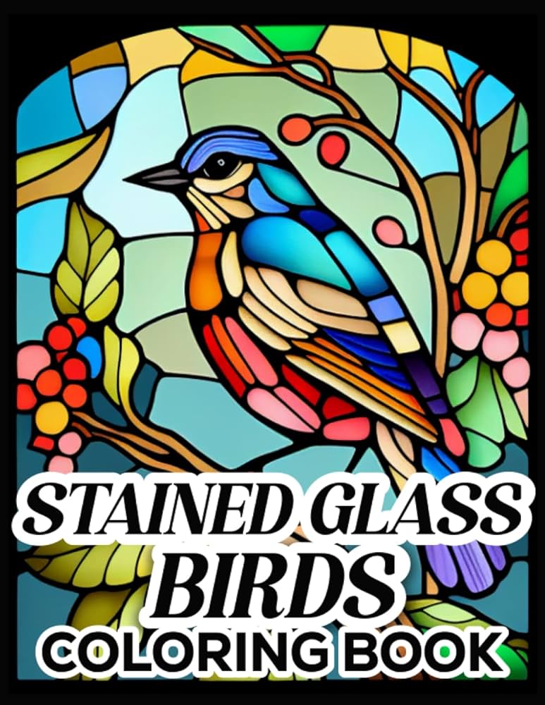 Stained glass birds coloring book stain glass birds windows patterns coloring book for adults relaxation stress relief hz press stained glass press books