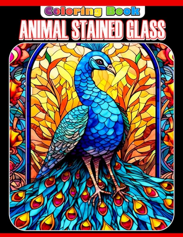 Animal stained glass coloring book vivid coloring pages featuring many animals with mosaic cross patterns for teens girls to have fun and relax great gift for special occasions parker