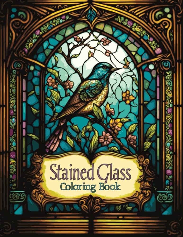 Stained glass coloring book lane birdhouse books