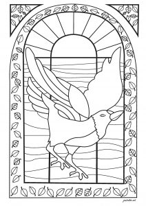 Bird in a stained glass window