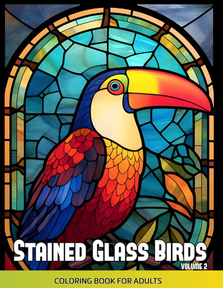 Stained glass birds volume an adult coloring book